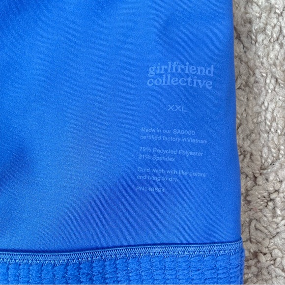 Girlfriend Collective Blue Gemma Scoop Tank Top with Built-In Bra Plus Size XXL - Picture 10 of 15